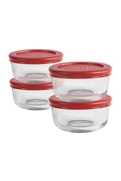 Generic 8-Piece Classic Round Glass Food Storage Set Clear/Red