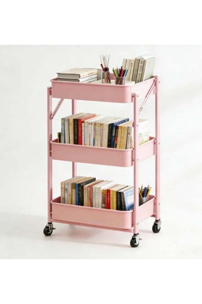 Generic Installation free open three-layer wheeled storage handcart, easy to ...