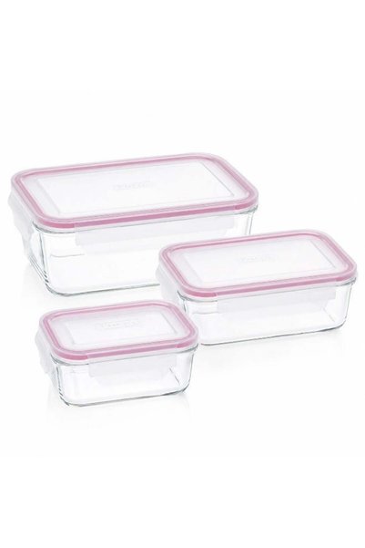 Generic Glasslock 3-Piece Rectangular Glass Food Storage Container Set, 400ml...