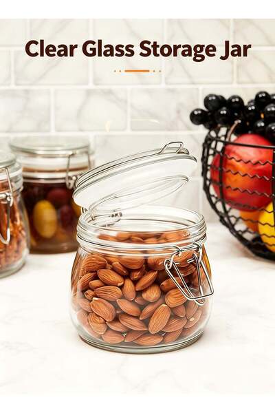 Generic Airtight Glass Storage Jar 500ml, Swing Top Clamp Lid Glass Canister,...