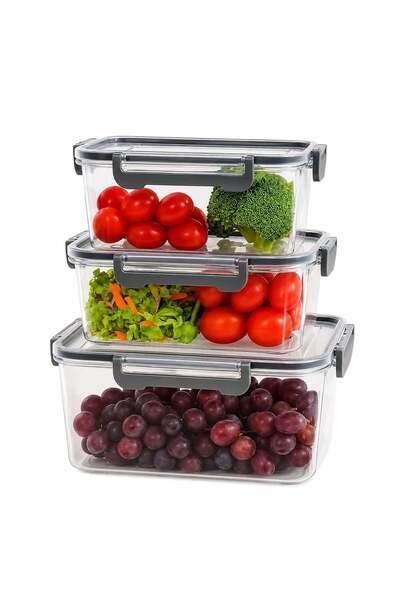 Generic Set of 3 Premium Airtight Food Storage Box Fridge Organizer BPA-Free ...