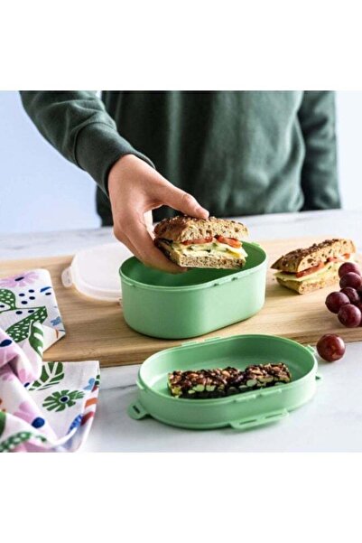 Generic Stackable Two-Tier Lunch Box, Light Green, for Work School Excursions