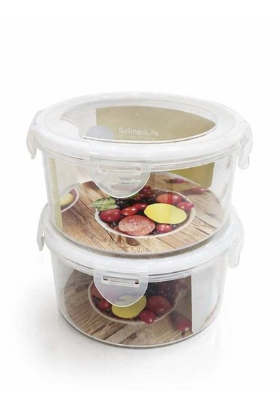 Generic 2pc RefinedLife Round Food Storage Container Set – Airtight Stackable...