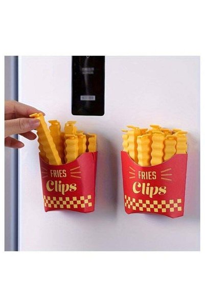 Generic Magnetic Fries Clips Set of 12 Clips with Durable Plastic Holder Keep...