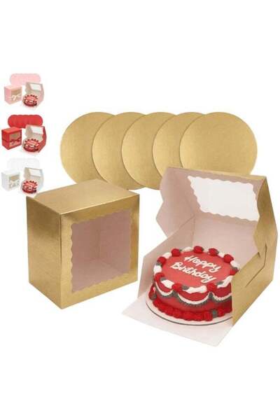 Generic 5pcs Cake Box with Window 10x10x5 Inch | 5 Cardboards Cake Boxes with...