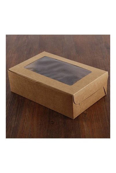 Generic 10-Piece 6-Cavity Paper Cupcake Box Set Brown/Clear