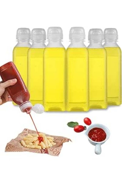Generic 6-Pack Condiment Squeeze Bottles,Clear Plastic Squeeze Bottles,Reusab...