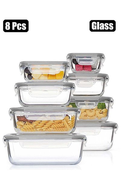 Generic 8 Pack Glass Food Storage Containers with Lids, Meal Prep Containers,...