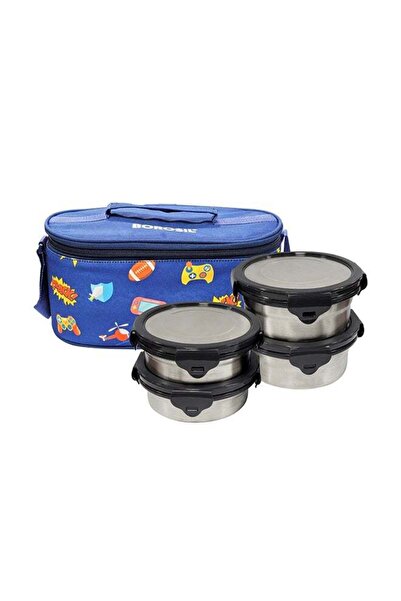 Generic Borosil Blueblaze Stainless Steel Lunch Box, Set Of 4 Containers With...
