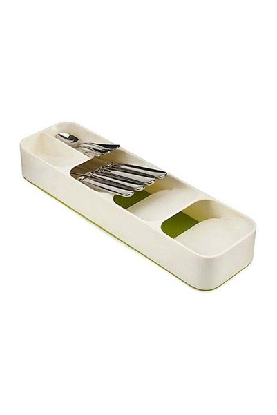Generic Plastic Drawer Cutlery Organizer White 396x110x55mm