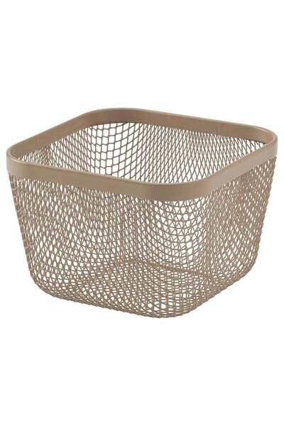 Generic Food Storage Mesh Basket, Metal, Light Grey-Brown, 14x14x10 cm