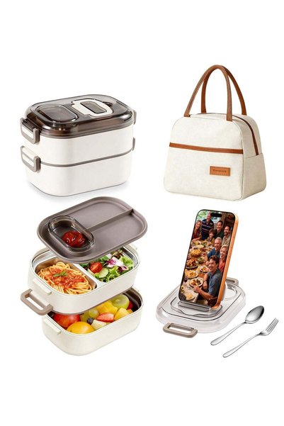 Generic Stainless Steel Lunch Box: Double Layer Microwave-Safe Bento Box - 30...
