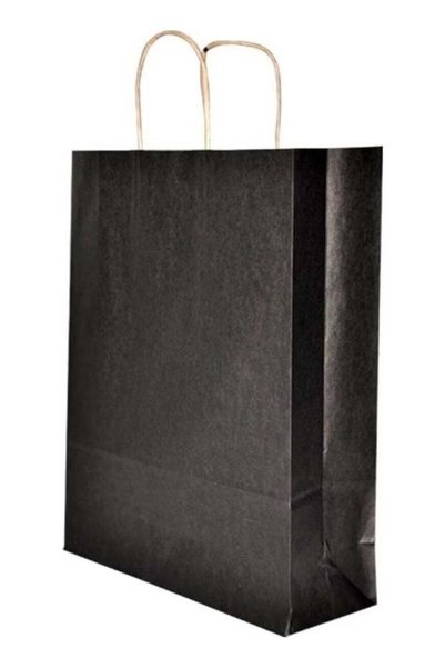 Generic Packaging Market Black Paper Bag with Twist Handle 32X12X41 cm - 25 Pcs