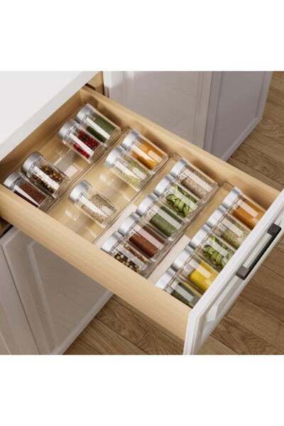 Generic Acrylic Spice Drawer Organizer, 2 Tier - 4 Pack Seasoning Organizer f...