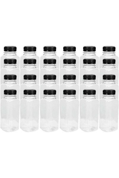 Generic 24-Pack,330ml/12Oz Square Plastic Bottles with Black Caps,Reusable,fo...