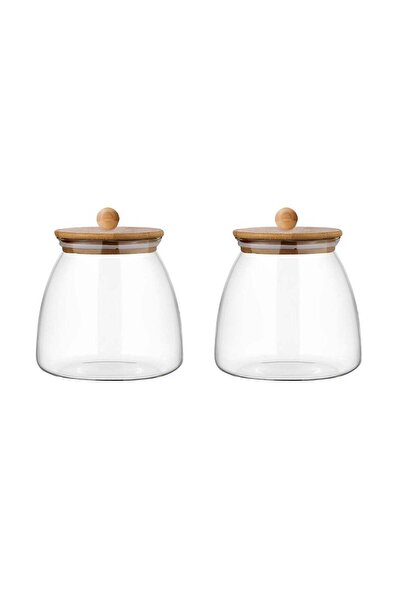 Generic Borosilicate Glass Candy Jars With Airtight Wooden Lids For Cookies N...