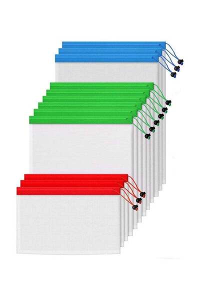 Generic 12-Piece Reusable Mesh Bags Multicolour 260grams