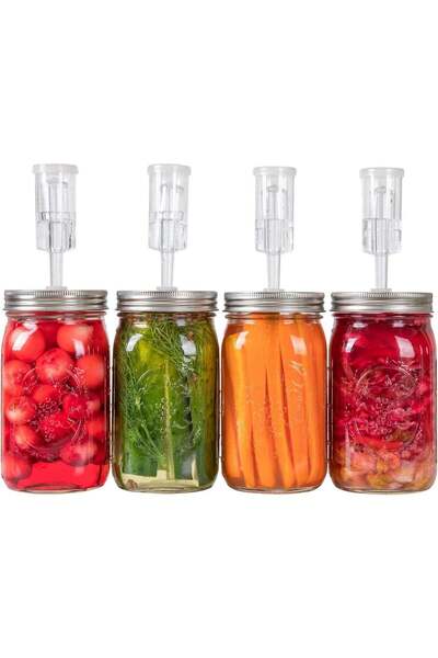 Generic Fermentation Kit for Wide Mouth Jars - 4 Airlocks, 4 Silicone Grommet...