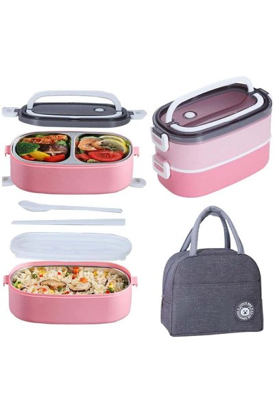 Generic Bento Lunch Box with Bag Stainless Steel Lunch Box, Food Container wi...