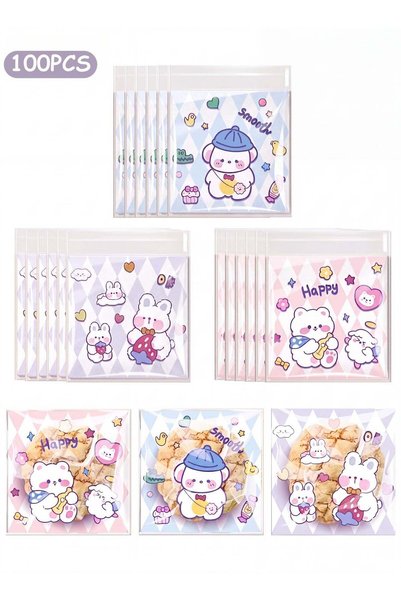 Generic Cute Resealable Cartoon Plastic Food Bags, Self-Sealing Cute Little B...