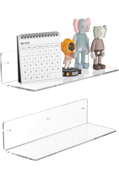 Generic ARS® 30 cm Clear Wall Shelves - Moisture-Proof Acrylic Floating Shelv...