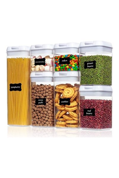 Generic 7-Piece Sealed Food Container Set Clear/White 1.9Liters