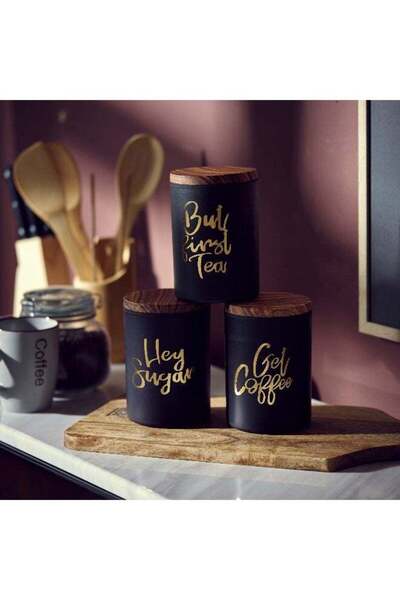 Generic 3-Piece Tea Coffee Sugar Jar Set 1000 ml