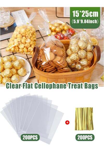 Generic 200PCS Clear Flat Cellophane Treat Bags, 15 x 25 cm (5.9 x 9.84 inch)...