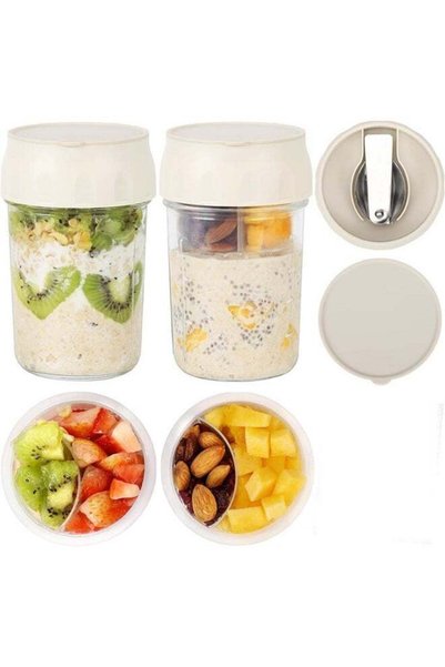 Generic Overnight Oats Containers with Lids and Spoon 2 Pack, Leakproof Glass...