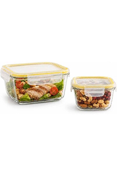 Generic BLACKSTONE Square Glass Food Storage Container Set with Locking Lids,...
