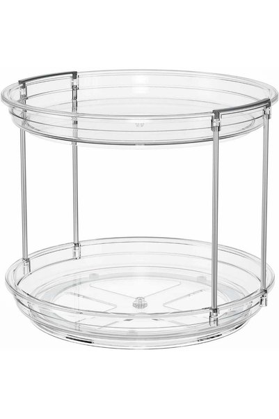 Generic 9.25 Inch Clear 2‑Tier Lazy Susan Turntable Organizer, 360° Rotating ...
