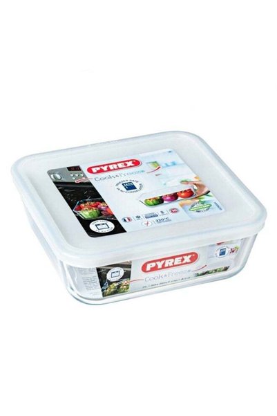 Generic Pyrex Cook & Freeze Square Glass Dish with Plastic Lid (0.8L) – Oven,...