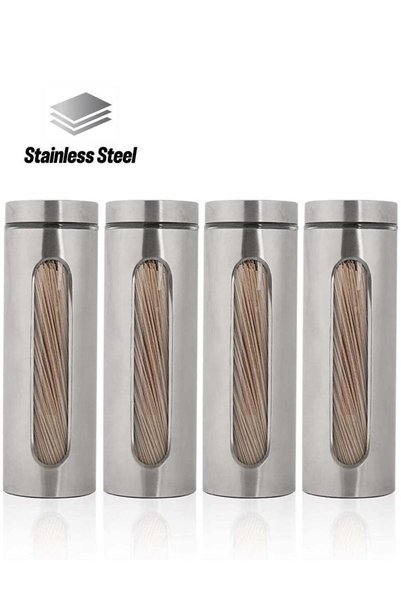 Generic 4 piece set Stainless Steel Food Storage Canister Sets with Glass Vis...