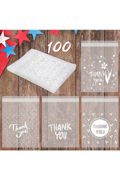 Generic 100 Count Thank You Cookie Candy Treat Bags Self Adhesive Sweets Bisc...