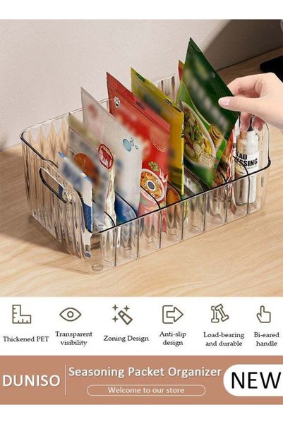 Generic Seasoning Packet Organizer with 5 Removable Dividers, Drink Packet Or...