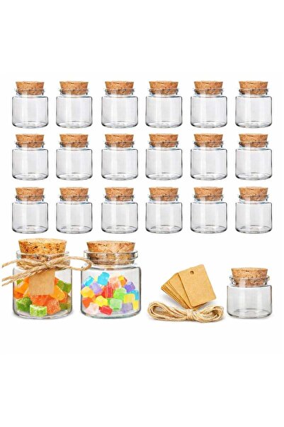 Generic 24Pack 1.7oz Glass Bottles with Cork Stoppers, 50ml Mini Glass Jars w...
