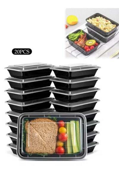 Generic Meal preparation container, 20 packs of 1250ml plastic food storage c...