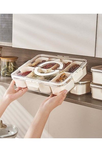 Generic 8-Compartment Cream White Spice Organizer | Food-Grade PET+PP With Si...