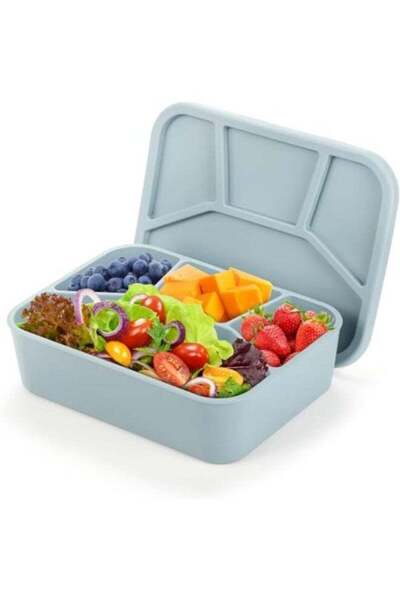 Generic Silicone Bento Box, 4 Compartment LeakProof Lunch Box With Lid, 42 Oz...