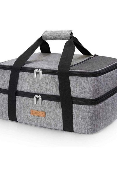 Generic Insulated Double Casserole Carrier Thermal Lunch Tote for Potluck Par...