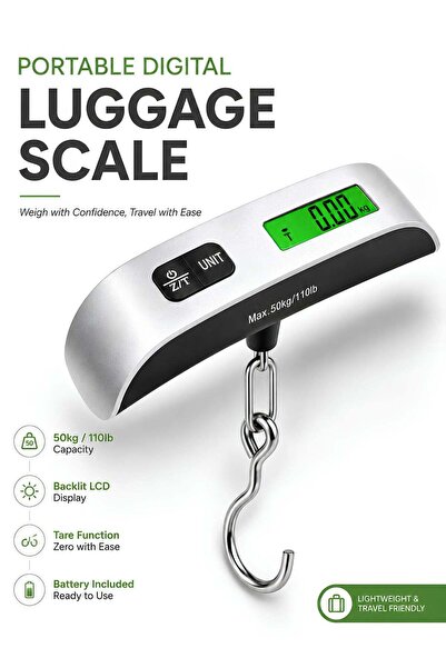 Generic Portable Digital Luggage Scale 50kg/110lb with Backlit LCD Display, T...