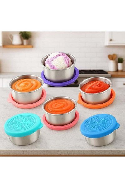 Generic 6 Pack 1.7oz Stainless Steel Sauce Containers – Reusable Leakproof Dr...