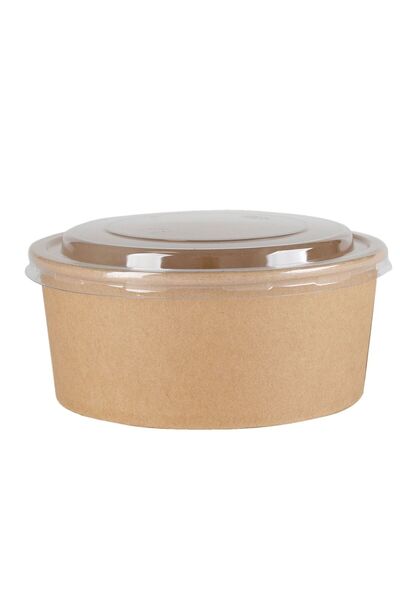 Generic Brown Kraft Paper PE Coated Water & Oil Resistant Salad Bowl with Lid...