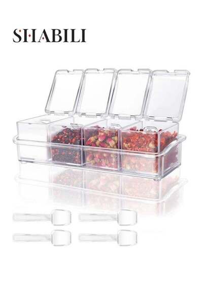 Generic Acrylic Seasoning Box Set for Kitchen Use, ABS Seasoning Box with Cle...