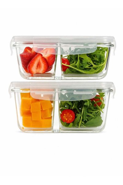 Generic Glass Meal Prep Containers Set of 2 T114607 (840ml Each) – Airtight B...