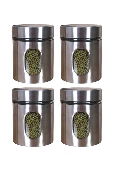 Generic 4-Pack 600ML Stainless Steel Glass Airtight Jars, Visible Storage Can...