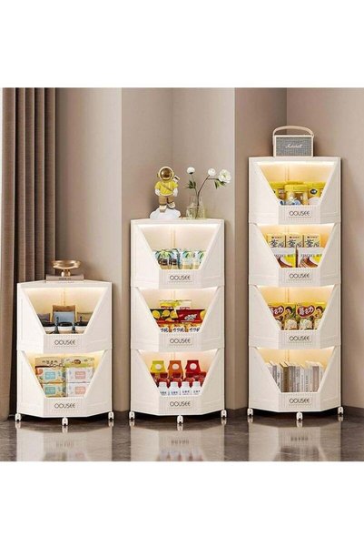 Generic 3-Tier Foldable triangular storage cabinet corner shelf, large capaci...