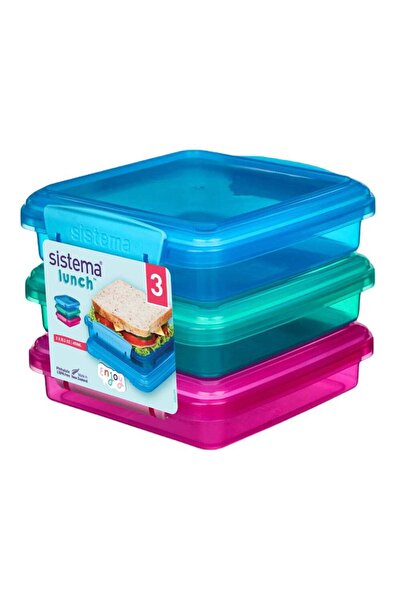 Generic Sistema Sandwich Coloured 3 Pack 450ml Food Storage Containers with E...