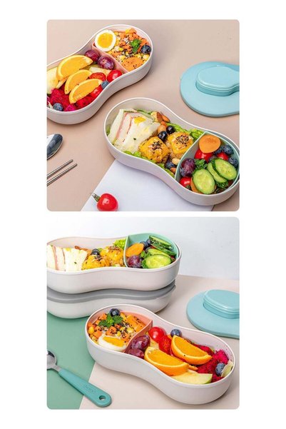 Generic 1.1 liter green NS lunch box with tableware set