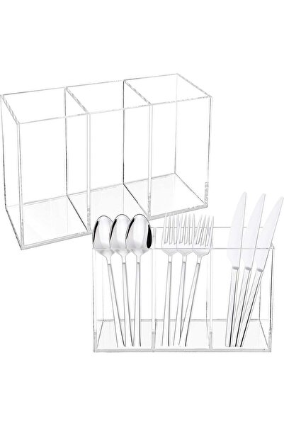 Generic Rainmae 2-Pack Acrylic Cutlery Storage Organizer - Utensil Holder for...
